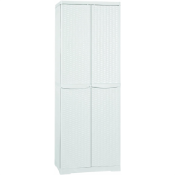 Mobile da esterno Portascope in resina effetto rattan bianco altezza 180cm