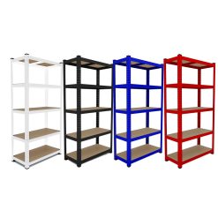 Scaffale a incastro in metallo colorato 5 ripiani in legno mdf CILVANI 180x90x40, Vari Colori Singolo Altezza 180, Larghezza 90 e profondità 40 cm.