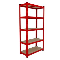 Scaffale a incastro in metallo a 5 ripiani, Rosso marca CILVANI Larghezza 90 Altezza 180 e profondità 40 cm.
