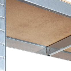 Scaffale a incastro in Acciaio Zincato (rifinitura color metallo) con 5 ripiani in legno MDF