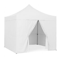 Gazebo 3x3 completo colore bianco con 3 pareti laterali e 1 parete di chiusura