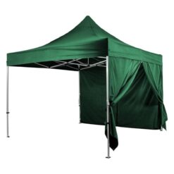 Gazebo 3x3 completo colore verde con 3 pareti laterali e 1 parete di chiusura