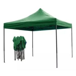 Gazebo 3x3 completo colore verde con 3 pareti laterali e 1 parete di chiusura