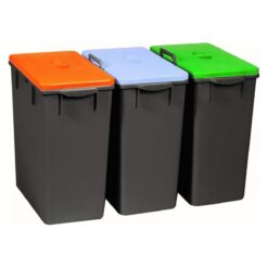 Bidoni raccolta differenziata esterno set 3 pattumiere 28 litri